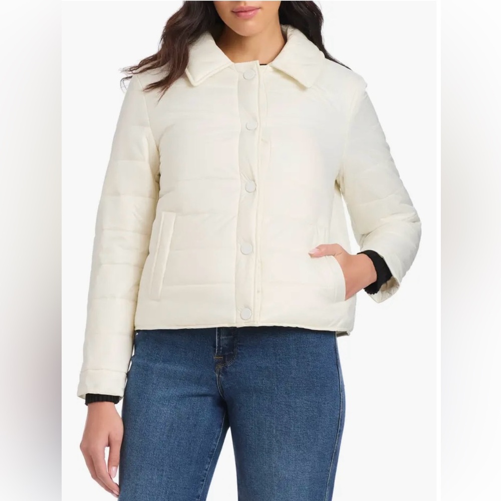 ✨NWT Kate Spade New York Packable Water Resistant Quilted Jacket Puffer XL Cream